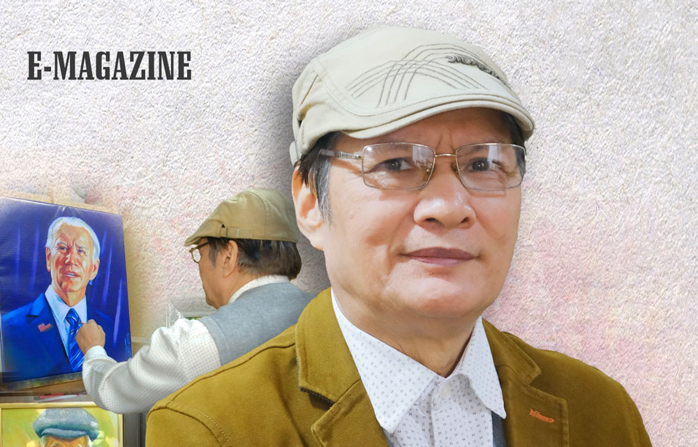 Họa sĩ người Thái Nguyên vẽ tranh tặng Tổng thống Joe Biden