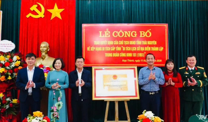 Công bố Di tích cấp tỉnh 'Di tích lịch sử địa điểm thành lập Trung đoàn Công binh 151 (1951)'