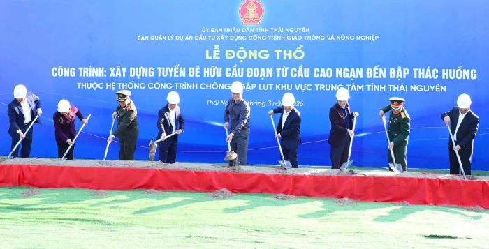 Thái Nguyên: Động thổ tuyến đê Hữu Cầu - công trình chống ngập khẩn cấp