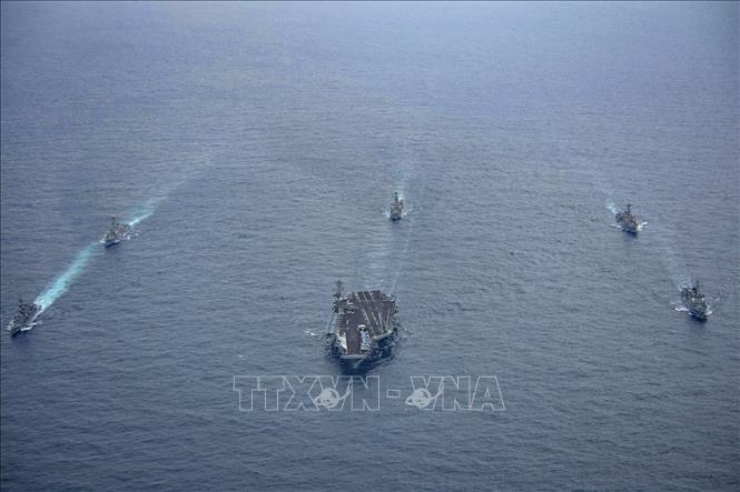 Tàu sân bay của Mỹ tập trận hải quân chung với Hàn Quốc, Nhật Bản