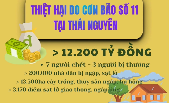 Thái Nguyên: Thiệt hại hơn 12.200 tỷ đồng do ảnh hưởng của bão số 11