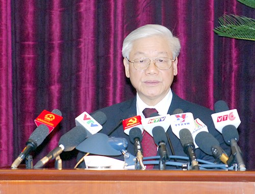 Tổng Bí thư Nguyễn Phú Trọng phát biểu bế mạc Hội nghị.