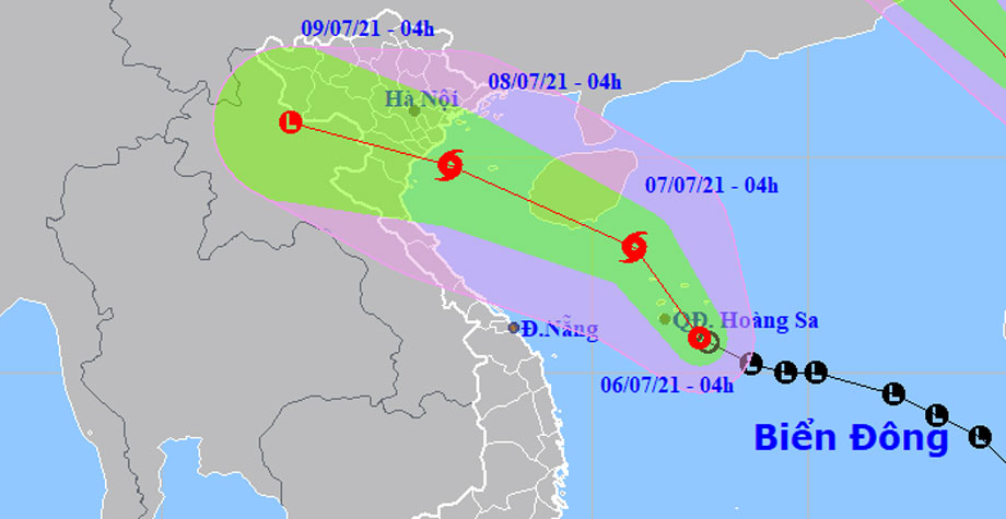 Áp thấp trên Biển Đông đang di chuyển về phía vịnh Bắc Bộ