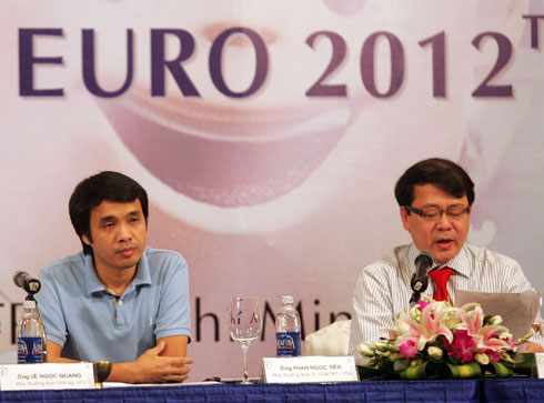 Đại diện VTV tại buổi họp b&aacute;o giới thiệu bản quyền EURO. Ảnh: An Nhơn.