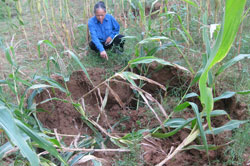 Báo động tình trạng sụt lún đất ở Trại Cau