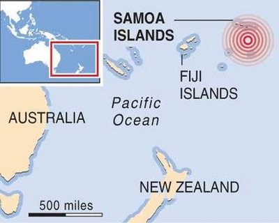 Động đất, sóng thần làm 34 người chết ở vùng quần đảo Samoa